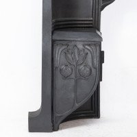 Arts & Crafts Cast Iron Fireplace with Curved Sides & Stylised Floral Decoration - Thumbnail 12