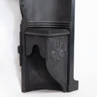 Arts & Crafts Cast Iron Fireplace with Curved Sides & Stylized Floral Decoration - Thumbnail 14