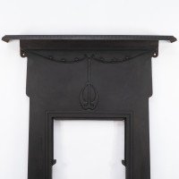 An Arts & Crafts/Art Nouveau Cast Iron Fireplace with Stylized Floral Details - Thumbnail 2