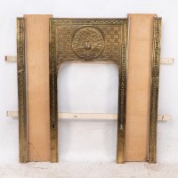 T. Elsley Attributed, Aesthetic Brass Fire Insert with Upper Central Peacock - Thumbnail 2