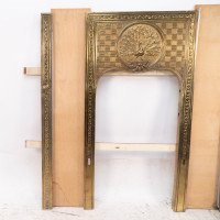 T. Elsley Attributed, Aesthetic Brass Fire Insert with Upper Central Peacock - Thumbnail 5