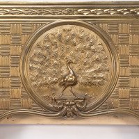 T. Elsley Attributed, Aesthetic Brass Fire Insert with Upper Central Peacock - Thumbnail 4