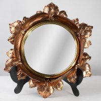 An Arts & Crafts Circular Copper Bevelled Mirror in the Form of a Flower Bud - Thumbnail 2