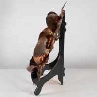 An Arts & Crafts Circular Copper Bevelled Mirror in the Form of a Flower Bud - Thumbnail 5