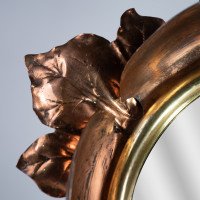 An Arts & Crafts Circular Copper Bevelled Mirror in the Form of a Flower Bud - Thumbnail 6