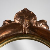 An Arts & Crafts Circular Copper Bevelled Mirror in the Form of a Flower Bud - Thumbnail 7