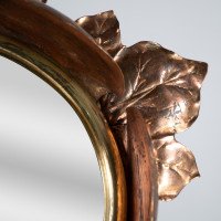 An Arts & Crafts Circular Copper Bevelled Mirror in the Form of a Flower Bud - Thumbnail 8