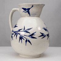 Globe Pottery Tunis Design Aesthetic Movement Blue and White Jug - Thumbnail 3