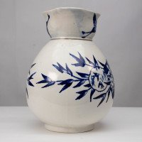 Globe Pottery Tunis Design Aesthetic Movement Blue and White Jug - Thumbnail 5