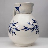 Globe Pottery Tunis Design Aesthetic Movement Blue and White Jug - Thumbnail 6