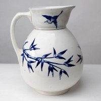 Globe Pottery Tunis Design Aesthetic Movement Blue and White Jug - Thumbnail 7