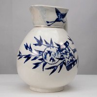 Globe Pottery Tunis Design Aesthetic Movement Blue and White Jug - Thumbnail 8