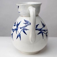Globe Pottery Tunis Design Aesthetic Movement Blue and White Jug - Thumbnail 9