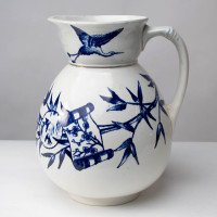 Globe Pottery Tunis Design Aesthetic Movement Blue and White Jug - Thumbnail 10