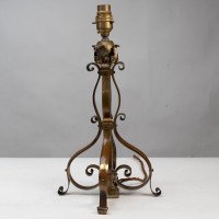 Pair of Arts & Crafts Brass Table Lamps with Leaf Collars c.1910 - Thumbnail 3