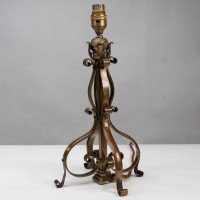Pair of Arts & Crafts Brass Table Lamps with Leaf Collars c.1910 - Thumbnail 4