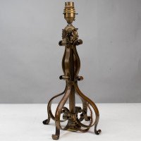 Pair of Arts & Crafts Brass Table Lamps with Leaf Collars c.1910 - Thumbnail 6