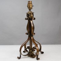Pair of Arts & Crafts Brass Table Lamps with Leaf Collars c.1910 - Thumbnail 7