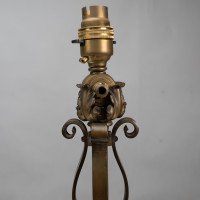 Pair of Arts & Crafts Brass Table Lamps with Leaf Collars c.1910 - Thumbnail 11