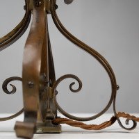 Pair of Arts & Crafts Brass Table Lamps with Leaf Collars c.1910 - Thumbnail 17