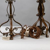 Pair of Arts & Crafts Brass Table Lamps with Leaf Collars c.1910 - Thumbnail 20