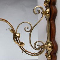 Arts & Crafts, c.1905 Set of Three Brass Wall Lights with Walnut Backplates - Thumbnail 11