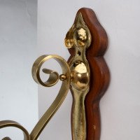 Arts & Crafts, c.1905 Set of Three Brass Wall Lights with Walnut Backplates - Thumbnail 15