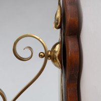 Arts & Crafts, c.1905 Set of Three Brass Wall Lights with Walnut Backplates - Thumbnail 16