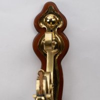 Arts & Crafts, c.1905 Set of Three Brass Wall Lights with Walnut Backplates - Thumbnail 17