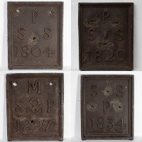 A Set of Four English Lead Parish Boundary Plaques Marked & Dated