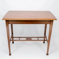 Arts & Crafts Glasgow School Walnut Side Table W. Moulded Subtly Curving Edge - Thumbnail 2