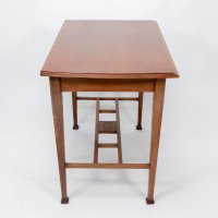 Arts & Crafts Glasgow School Walnut Side Table W. Moulded Subtly Curving Edge - Thumbnail 4