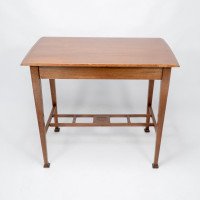 Arts & Crafts Glasgow School Walnut Side Table W. Moulded Subtly Curving Edge - Thumbnail 6