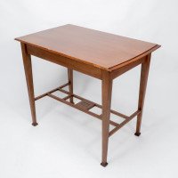 Arts & Crafts Glasgow School Walnut Side Table W. Moulded Subtly Curving Edge - Thumbnail 3