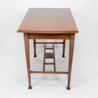 Arts & Crafts Glasgow School Walnut Side Table W. Moulded Subtly Curving Edge - Thumbnail 8