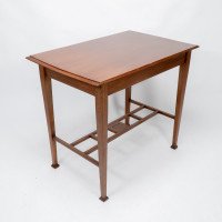 Arts & Crafts Glasgow School Walnut Side Table W. Moulded Subtly Curving Edge - Thumbnail 5