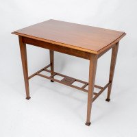 Arts & Crafts Glasgow School Walnut Side Table W. Moulded Subtly Curving Edge - Thumbnail 7