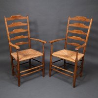 Philip Clissett a Fine Set of Four Early Arts & Crafts Ash Ladder Back Armchairs - Thumbnail 2