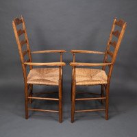 Philip Clissett a Fine Set of Four Early Arts & Crafts Ash Ladder Back Armchairs - Thumbnail 4