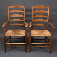 Philip Clissett a Fine Set of Four Early Arts & Crafts Ash Ladder Back Armchairs - Thumbnail 3
