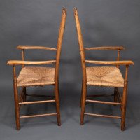 Philip Clissett a Fine Set of Four Early Arts & Crafts Ash Ladder Back Armchairs - Thumbnail 5