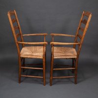 Philip Clissett a Fine Set of Four Early Arts & Crafts Ash Ladder Back Armchairs - Thumbnail 14