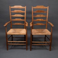 Philip Clissett a Fine Set of Four Early Arts & Crafts Ash Ladder Back Armchairs - Thumbnail 13