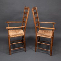 Philip Clissett a Fine Set of Four Early Arts & Crafts Ash Ladder Back Armchairs - Thumbnail 15