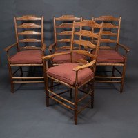 Philip Clissett a Fine Set of Four Early Arts & Crafts Ash Ladder Back Armchairs - Thumbnail 23