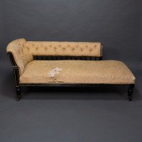 Charles Bevan for Marsh & Jones. Aesthetic Movement Walnut Ebonised Button Back Chaise Lounge - Thumbnail 2