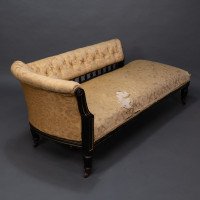 Charles Bevan for Marsh & Jones. Aesthetic Movement Walnut Ebonised Button Back Chaise Lounge - Thumbnail 5