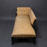 Charles Bevan for Marsh & Jones. Aesthetic Movement Walnut Ebonised Button Back Chaise Lounge - Thumbnail 3
