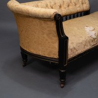 Charles Bevan for Marsh & Jones. Aesthetic Movement Walnut Ebonised Button Back Chaise Lounge - Thumbnail 8