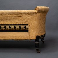 Charles Bevan for Marsh & Jones. Aesthetic Movement Walnut Ebonised Button Back Chaise Lounge - Thumbnail 17